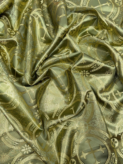 Religious Cross Jacquard Satin 58" Wide| New Creations Fabric & Foam Inc.