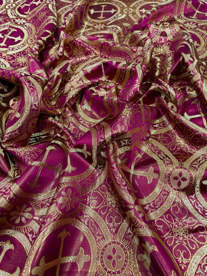 Religious Cross Jacquard Satin 58" Wide| New Creations Fabric & Foam Inc.