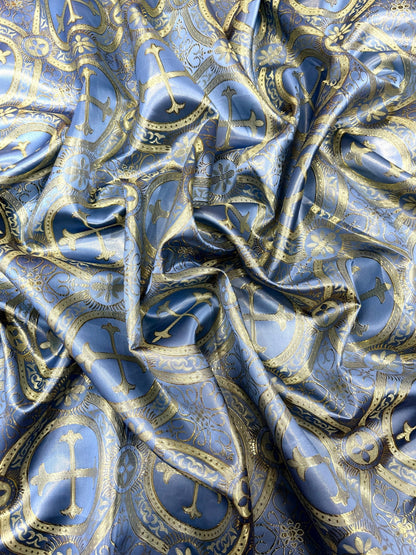 Religious Cross Jacquard Satin 58" Wide| New Creations Fabric & Foam Inc.