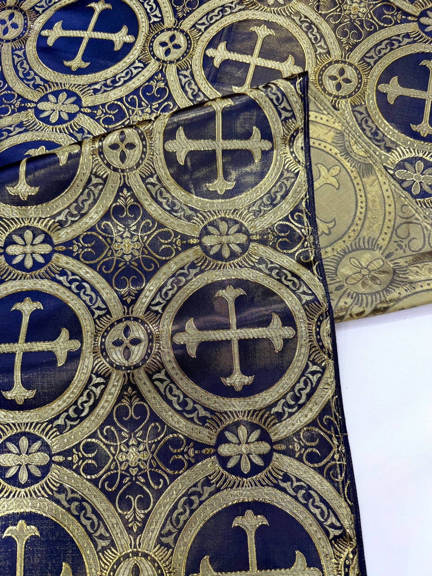 Religious Cross Jacquard Satin 58" Wide| New Creations Fabric & Foam Inc.