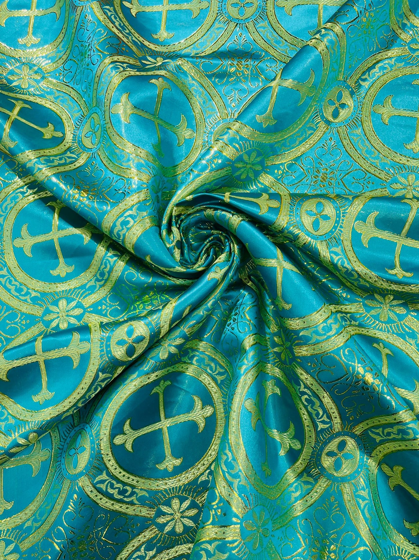 Religious Cross Jacquard Satin 58" Wide| New Creations Fabric & Foam Inc.