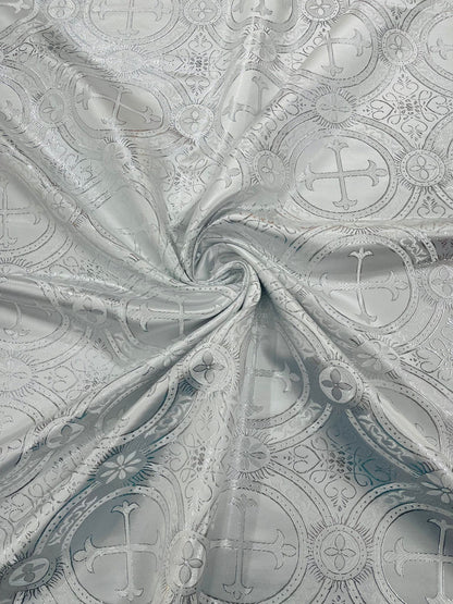 Religious Cross Jacquard Satin 58" Wide| New Creations Fabric & Foam Inc.