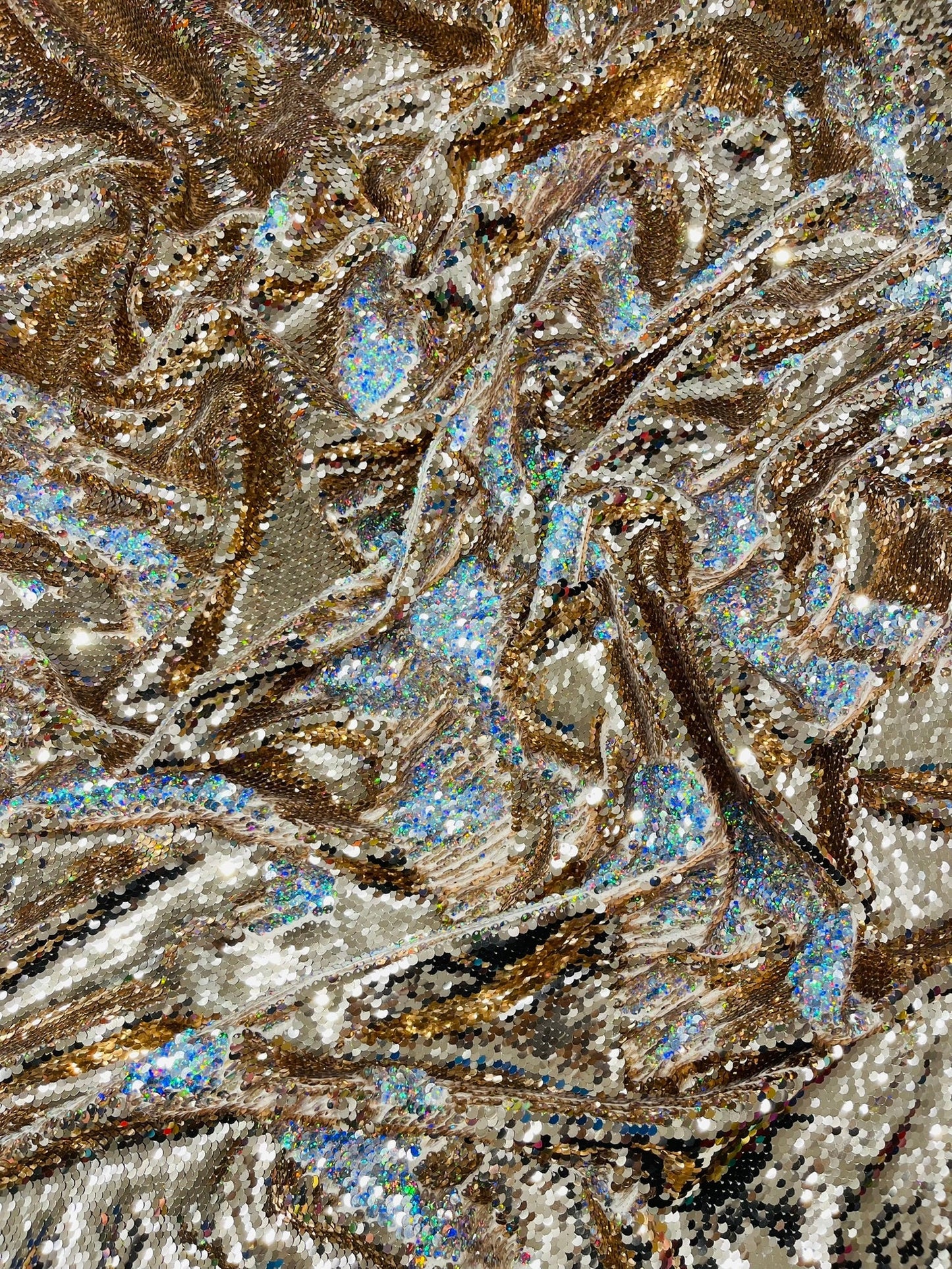 Reversible Color Changing Sequin Fabric| 54" Wide| Stretch Polyester Spandex.
