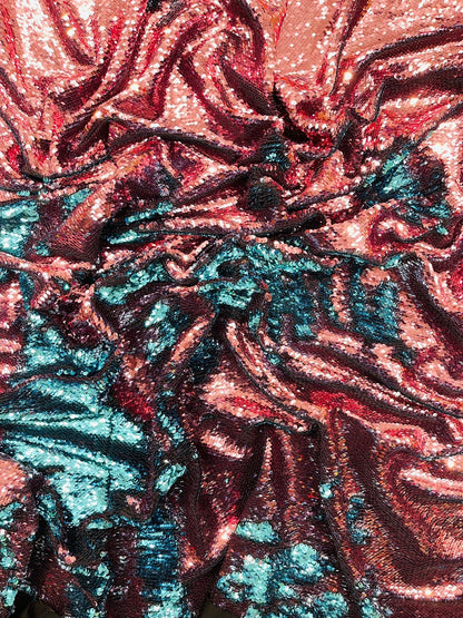 Reversible Color Changing Sequin Fabric| 54" Wide| Stretch Polyester Spandex.