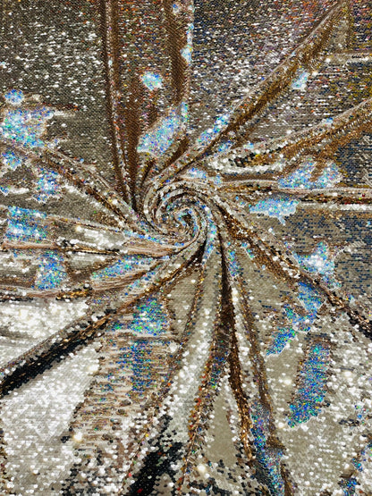 Reversible Color Changing Sequin Fabric| 54" Wide| Stretch Polyester Spandex.