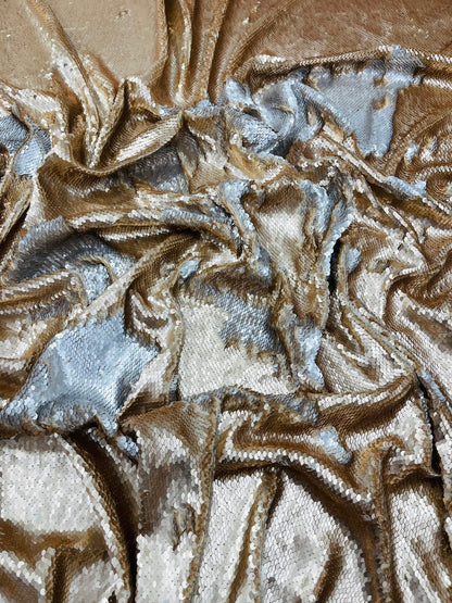 Reversible Color Changing Sequin Fabric| 54" Wide| Stretch Polyester Spandex.
