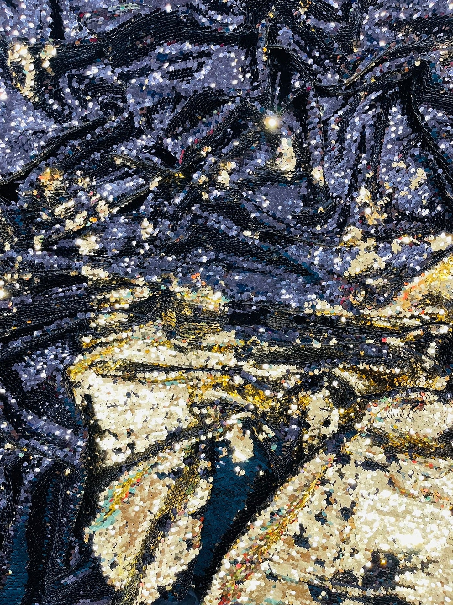 Reversible Color Changing Sequin Fabric| 54" Wide| Stretch Polyester Spandex.