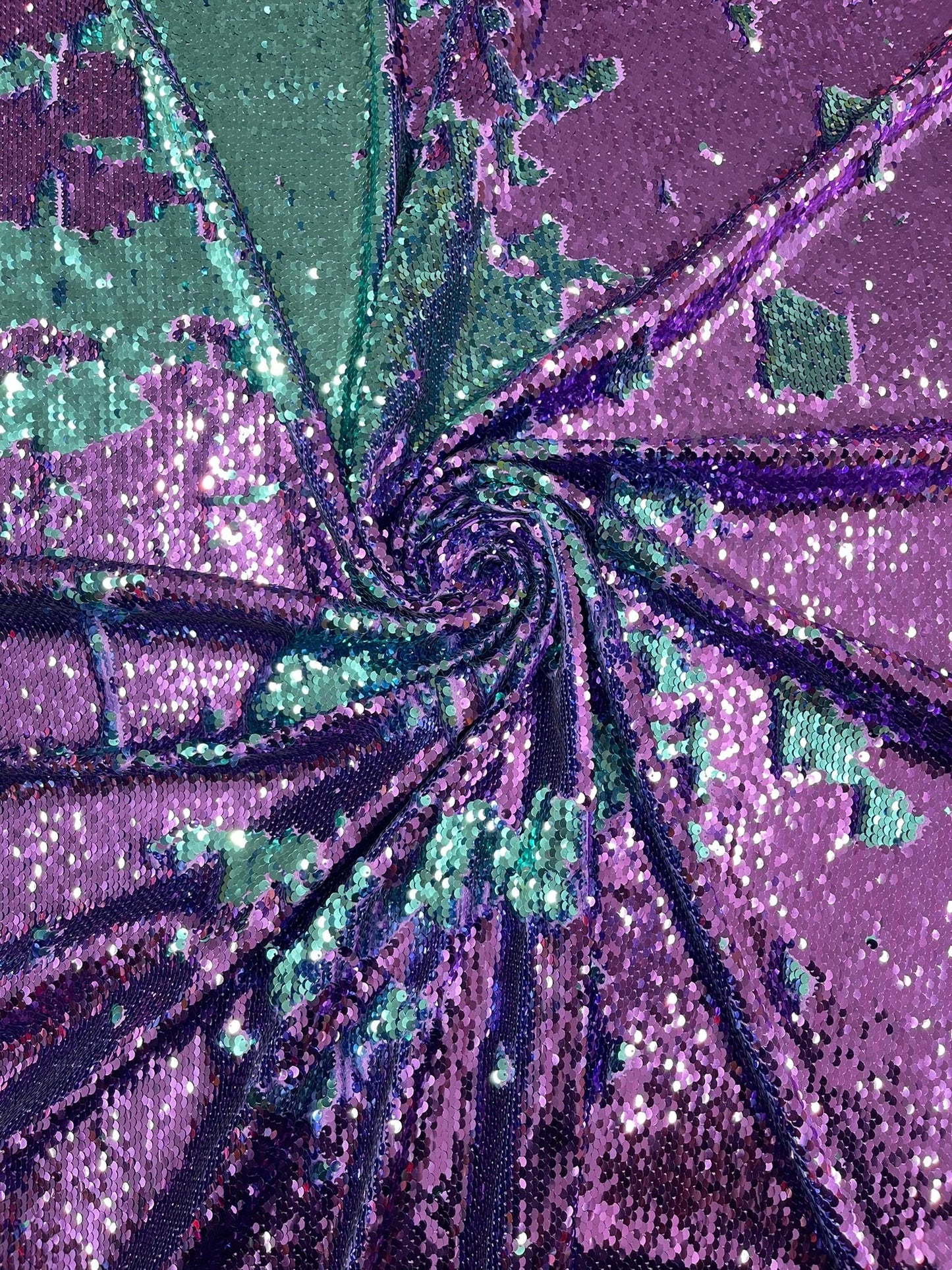 Reversible Color Changing Sequin Fabric| 54" Wide| Stretch Polyester Spandex.