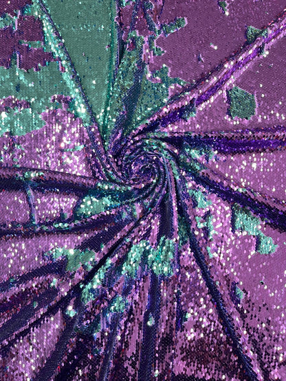 Reversible Color Changing Sequin Fabric| 54" Wide| Stretch Polyester Spandex.