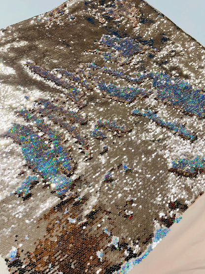 Reversible Color Changing Sequin Fabric| 54" Wide| Stretch Polyester Spandex.