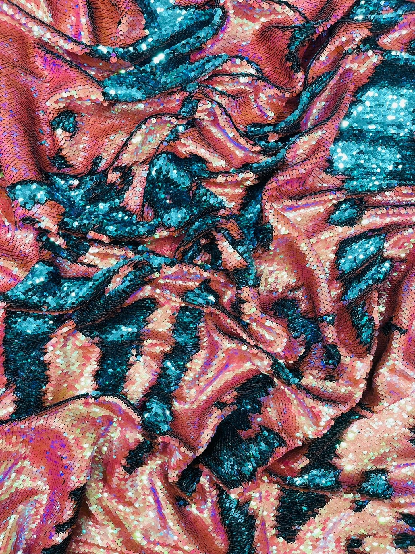 Reversible Color Changing Sequin Fabric| 54" Wide| Stretch Polyester Spandex.