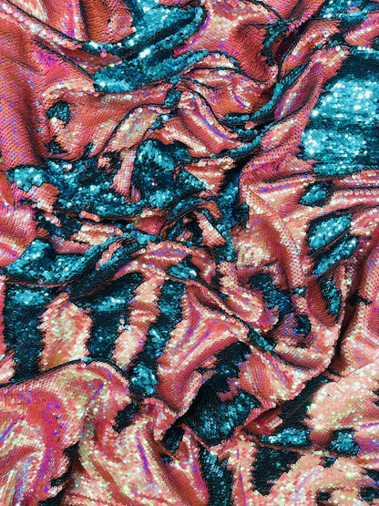 Reversible Color Changing Sequin Fabric| 54" Wide| Stretch Polyester Spandex.