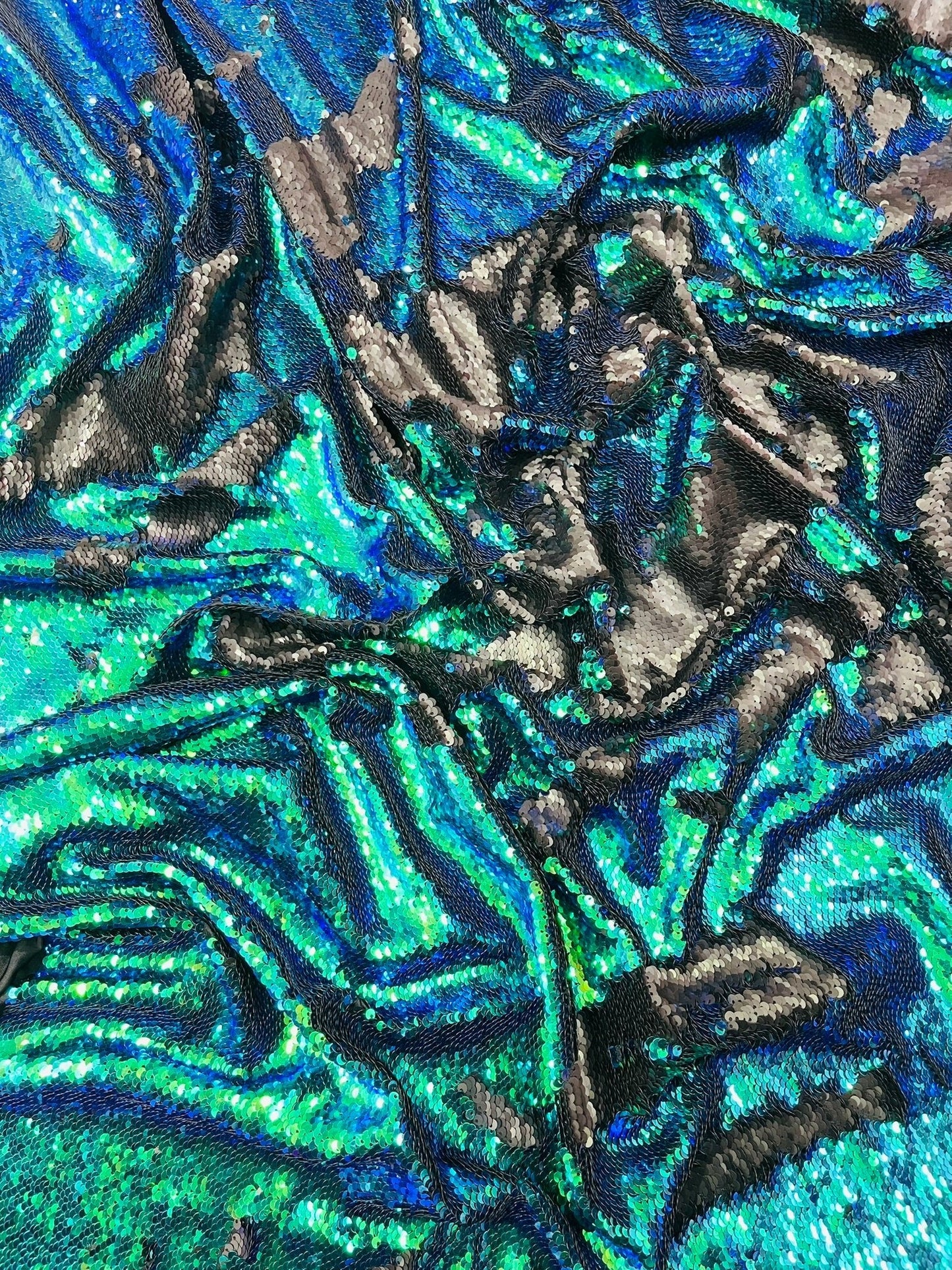 Reversible Color Changing Sequin Fabric| 54" Wide| Stretch Polyester Spandex.