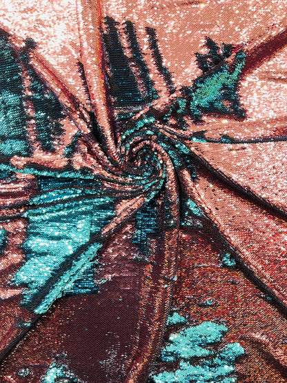 Reversible Color Changing Sequin Fabric| 54" Wide| Stretch Polyester Spandex.
