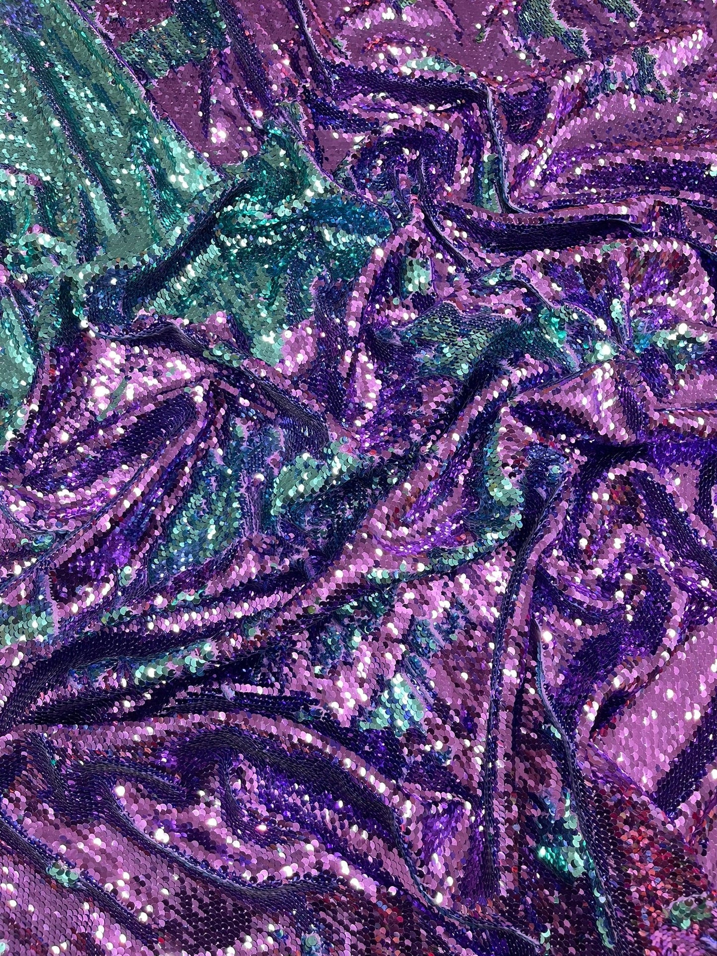Reversible Color Changing Sequin Fabric| 54" Wide| Stretch Polyester Spandex.