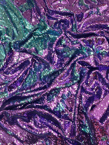 Reversible Color Changing Sequin Fabric| 54" Wide| Stretch Polyester Spandex.