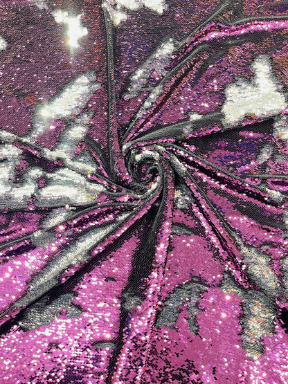 Reversible Color Changing Sequin Fabric| 54" Wide| Stretch Polyester Spandex.