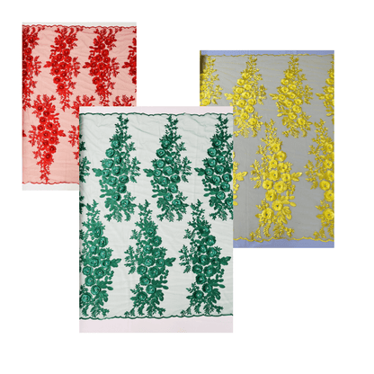 Rosa 3d Floral Design With Rhinestones 54" Wide| New Creations Fabric & Foam Inc.