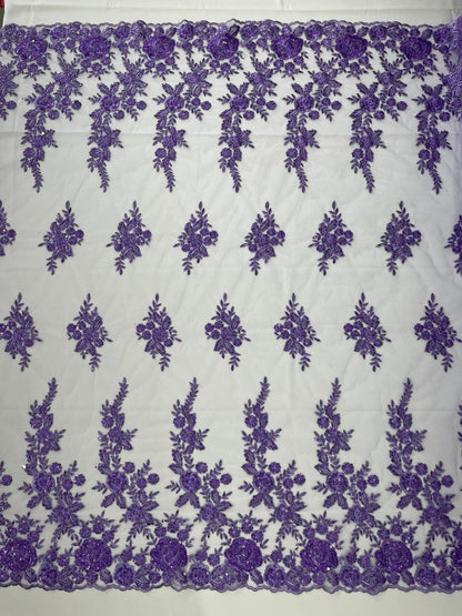 Rose Floral Beaded Lace 50" Wide | New Creation Fabric & Foam Inc.