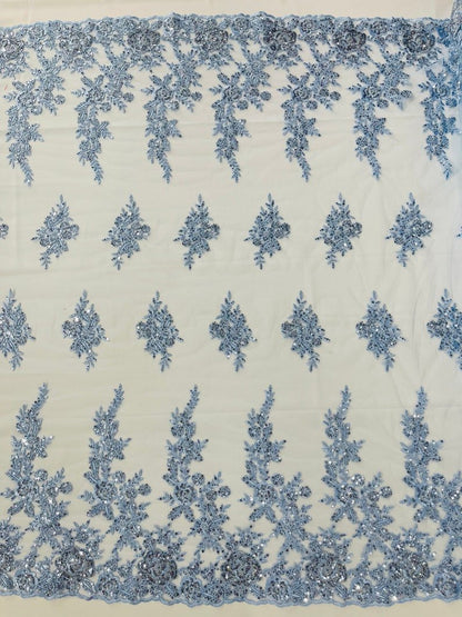 Rose Floral Beaded Lace 50" Wide | New Creation Fabric & Foam Inc.