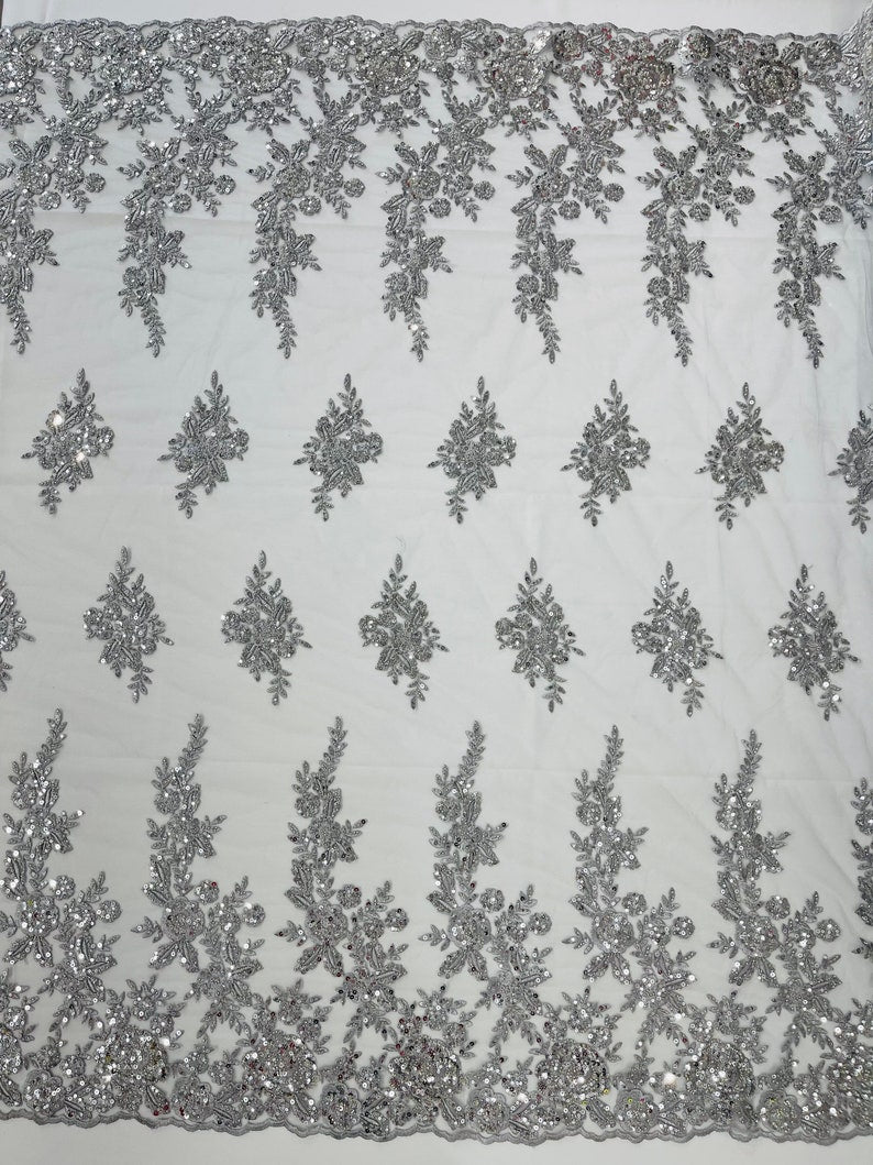 Rose Floral Beaded Lace 50" Wide | New Creation Fabric & Foam Inc.