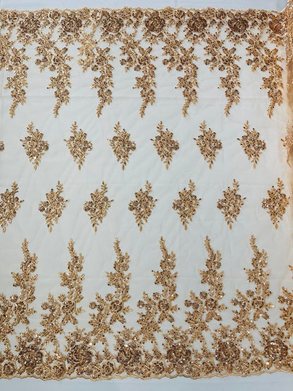 Rose Floral Beaded Lace 50" Wide | New Creation Fabric & Foam Inc.