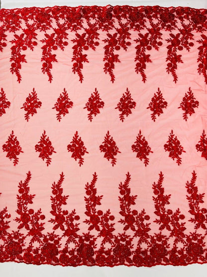 Rose Floral Beaded Lace 50" Wide | New Creation Fabric & Foam Inc.