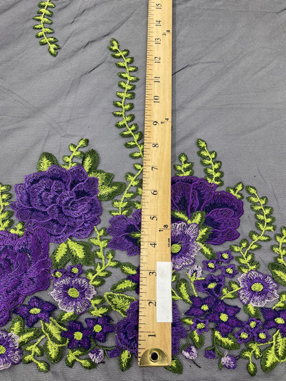 Roses Multi Color Floral Design Embroider On Mesh Lace Fabric| New Creations Fabric & Foam Inc.