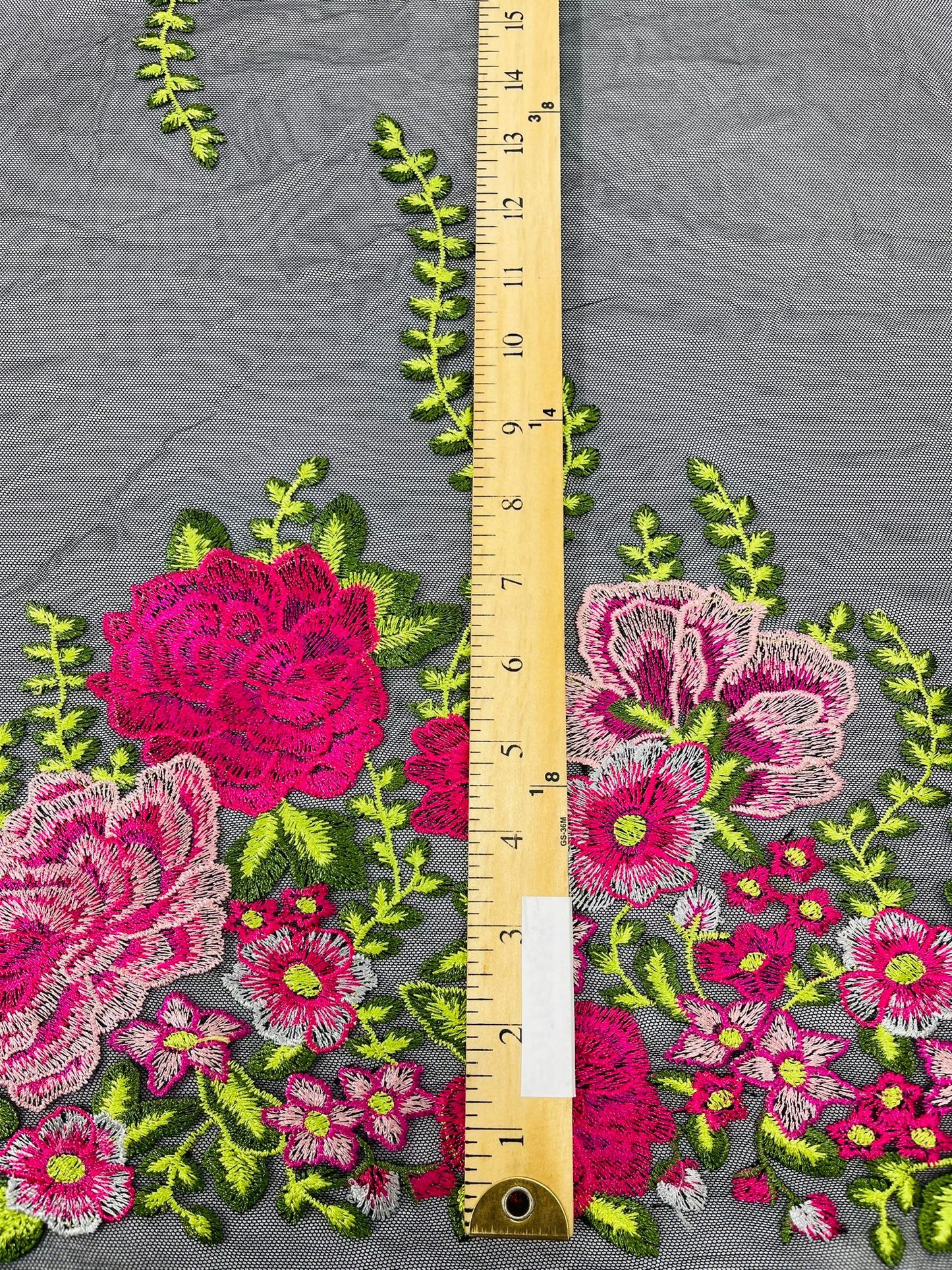 Roses Multi Color Floral Design Embroider On Mesh Lace Fabric| New Creations Fabric & Foam Inc.