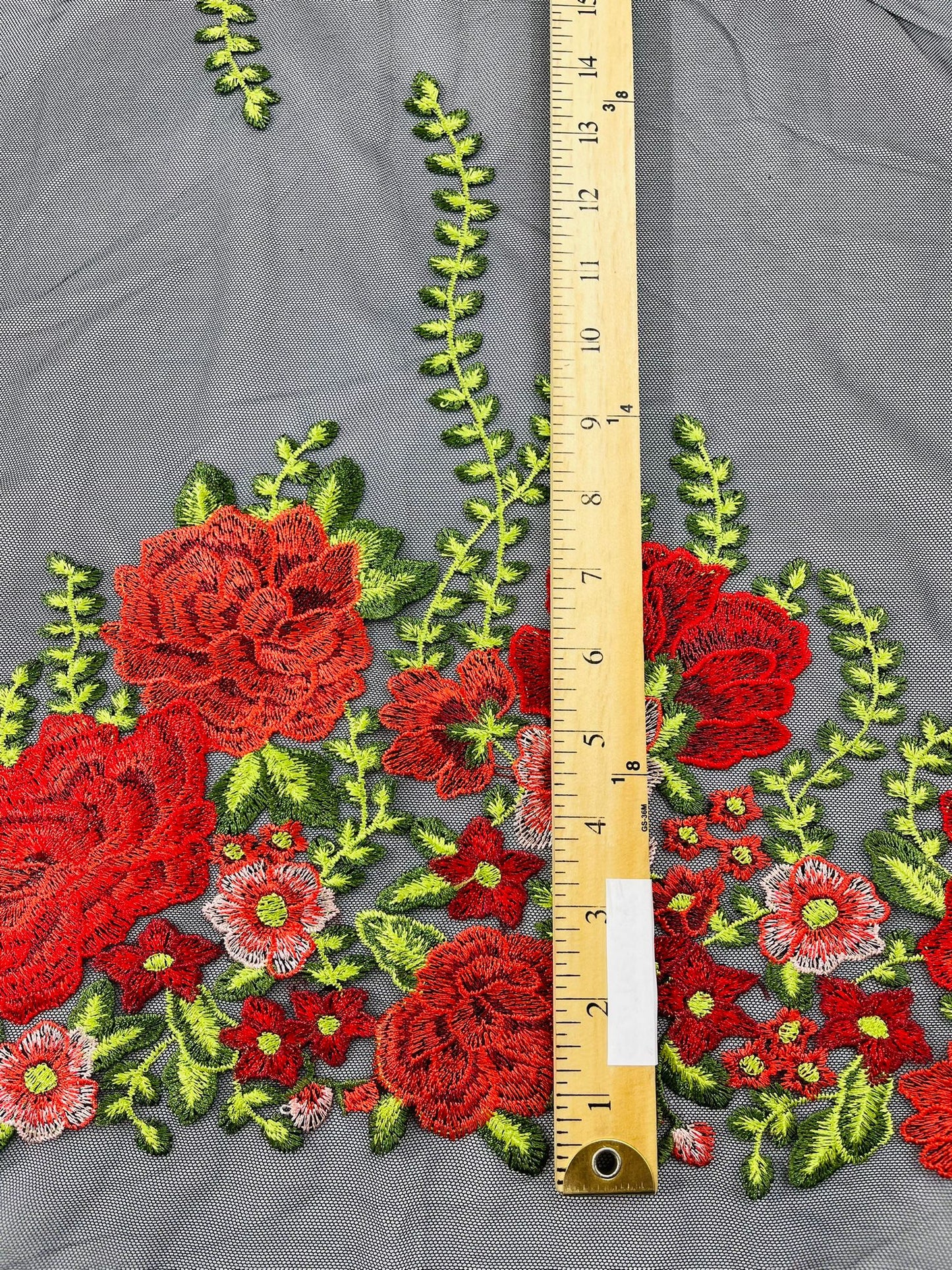 Roses Multi Color Floral Design Embroider On Mesh Lace Fabric| New Creations Fabric & Foam Inc.