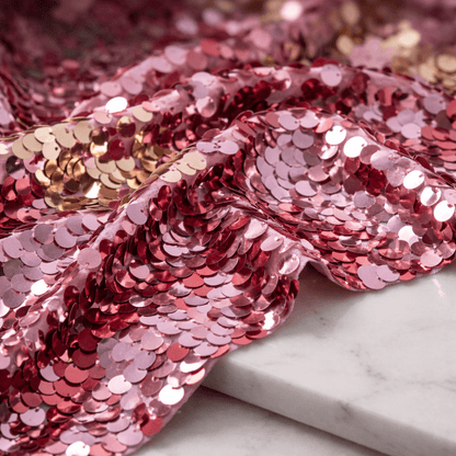 Round Sequin Fabric by the Yard 54” Wide – Shiny Sequin Mesh Fabric for Dresses, Costumes, Backdrops & Event Decor