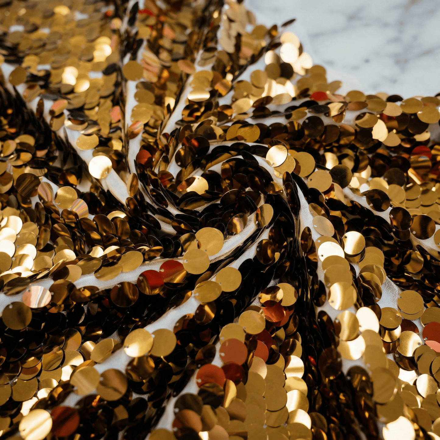 Round Sequin Fabric by the Yard 54” Wide – Shiny Sequin Mesh Fabric for Dresses, Costumes, Backdrops & Event Decor