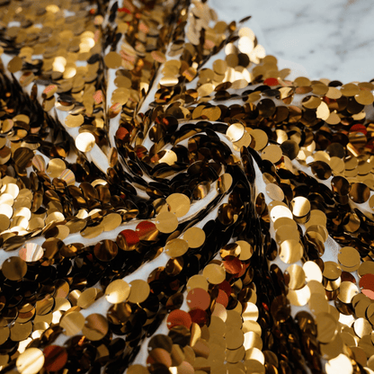 Round Sequin Fabric by the Yard 54” Wide – Shiny Sequin Mesh Fabric for Dresses, Costumes, Backdrops & Event Decor