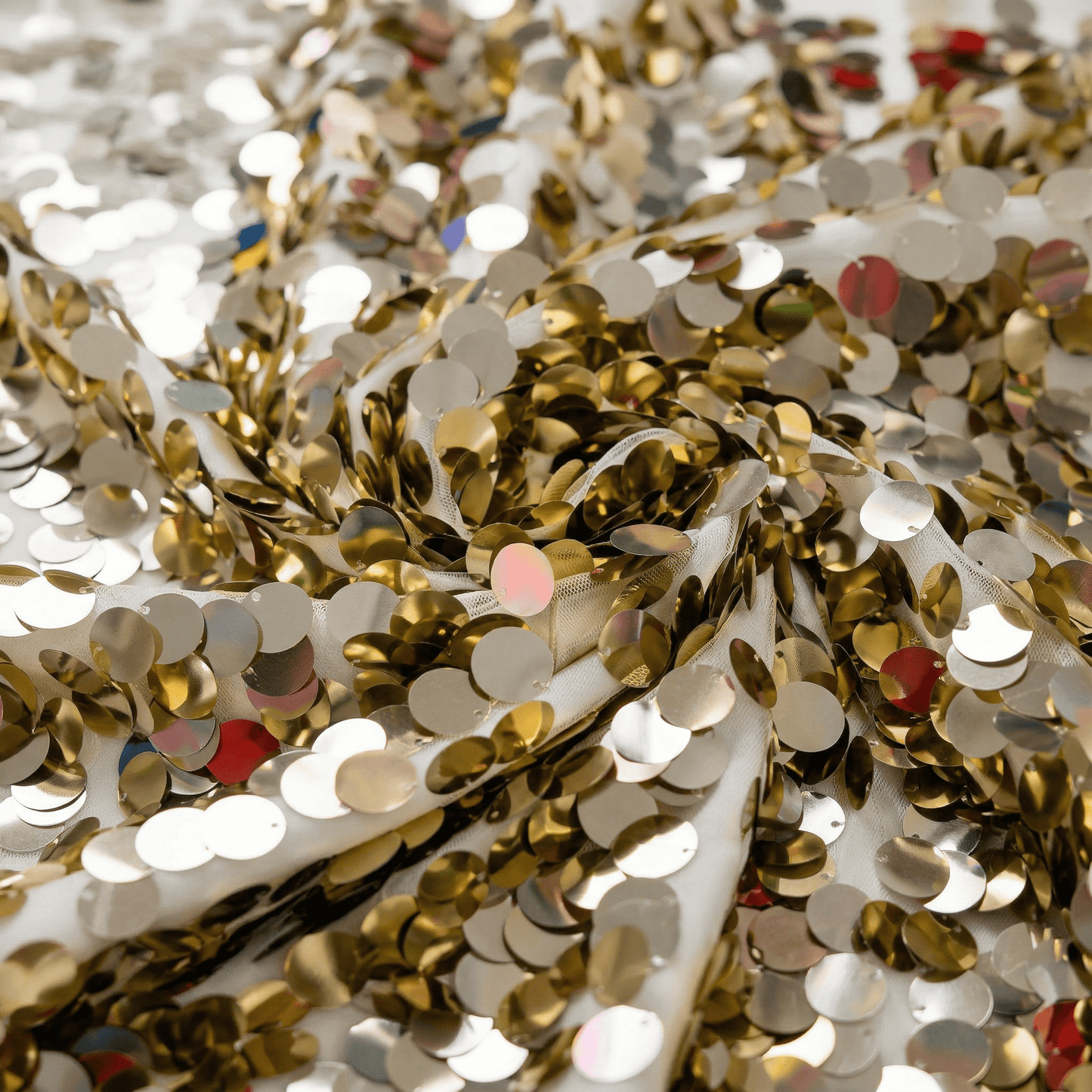 Round Sequin Fabric by the Yard 54” Wide – Shiny Sequin Mesh Fabric for Dresses, Costumes, Backdrops & Event Decor