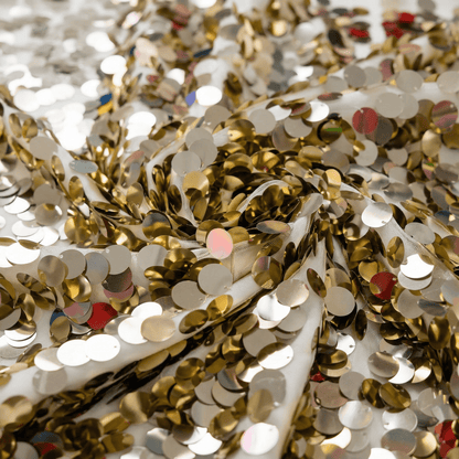 Round Sequin Fabric by the Yard 54” Wide – Shiny Sequin Mesh Fabric for Dresses, Costumes, Backdrops & Event Decor
