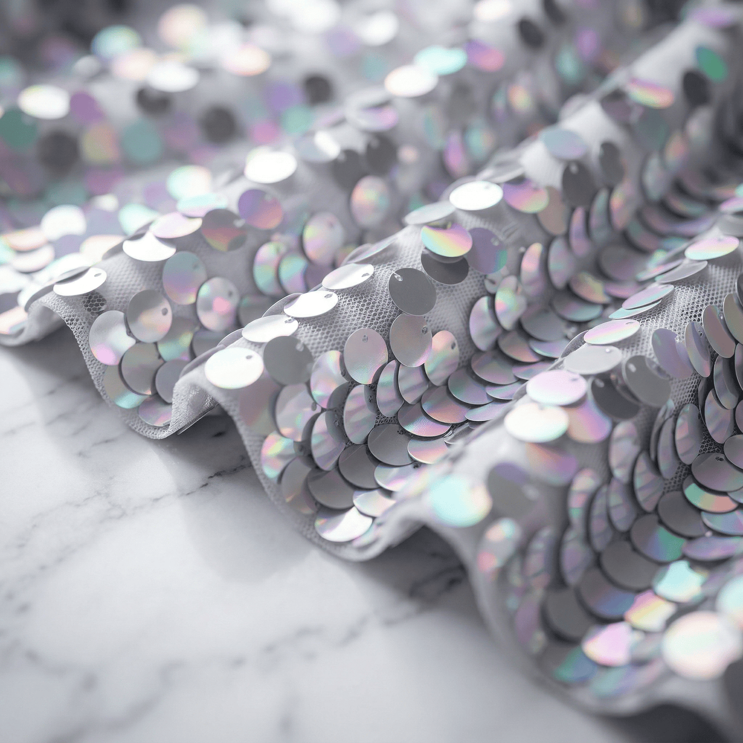 Round Sequin Fabric by the Yard 54” Wide – Shiny Sequin Mesh Fabric for Dresses, Costumes, Backdrops & Event Decor
