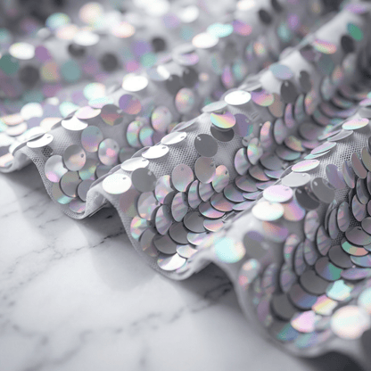 Round Sequin Fabric by the Yard 54” Wide – Shiny Sequin Mesh Fabric for Dresses, Costumes, Backdrops & Event Decor