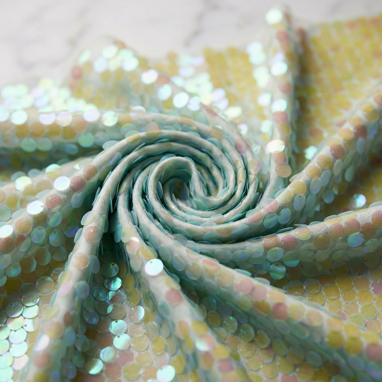 Round Sequin Fabric by the Yard 54” Wide – Shiny Sequin Mesh Fabric for Dresses, Costumes, Backdrops & Event Decor