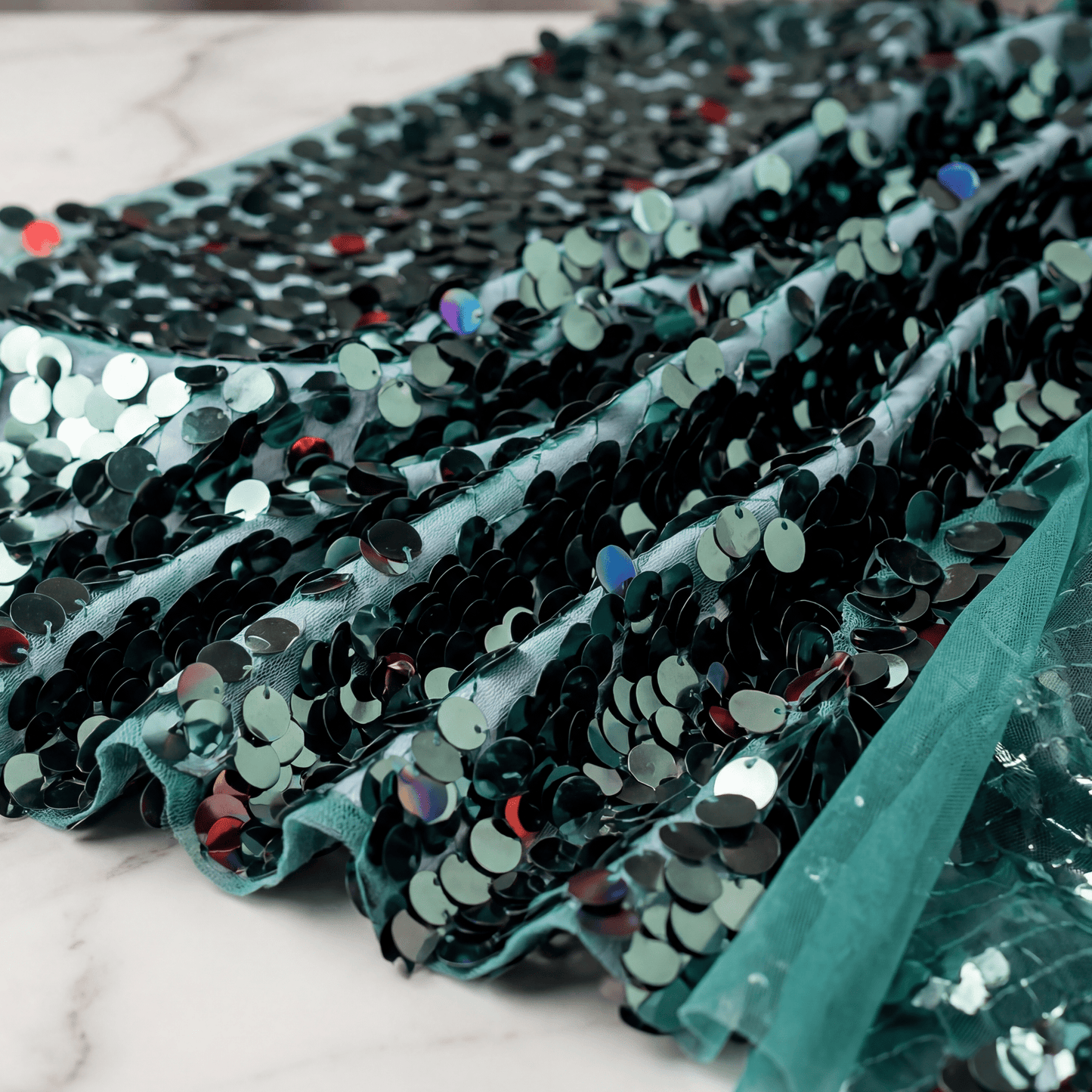 Round Sequin Fabric by the Yard 54” Wide – Shiny Sequin Mesh Fabric for Dresses, Costumes, Backdrops & Event Decor