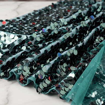 Round Sequin Fabric by the Yard 54” Wide – Shiny Sequin Mesh Fabric for Dresses, Costumes, Backdrops & Event Decor