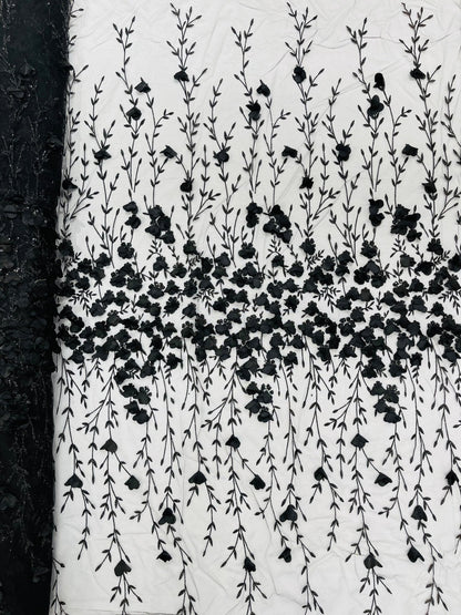 Satin 3D floral glitter Lace 54" Wide| New Creations Fabric & Foam Inc.