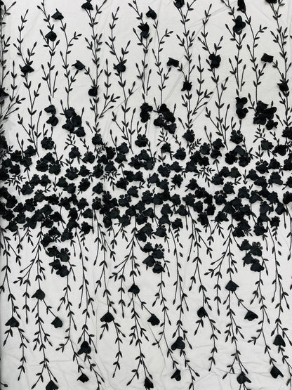 Satin 3D floral glitter Lace 54" Wide| New Creations Fabric & Foam Inc.