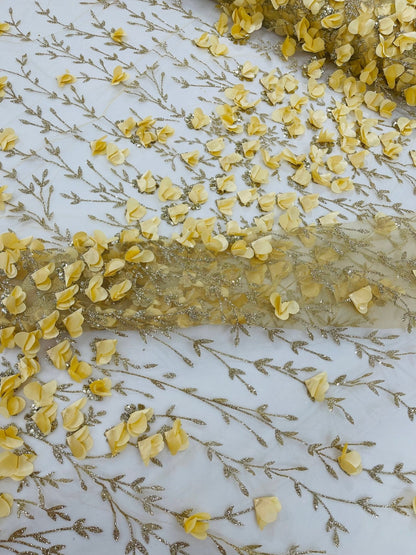 Satin 3D floral glitter Lace 54" Wide| New Creations Fabric & Foam Inc.