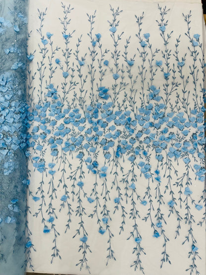 Satin 3D floral glitter Lace 54" Wide| New Creations Fabric & Foam Inc.