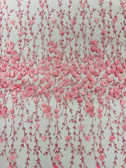 Satin 3D floral glitter Lace 54" Wide| New Creations Fabric & Foam Inc.