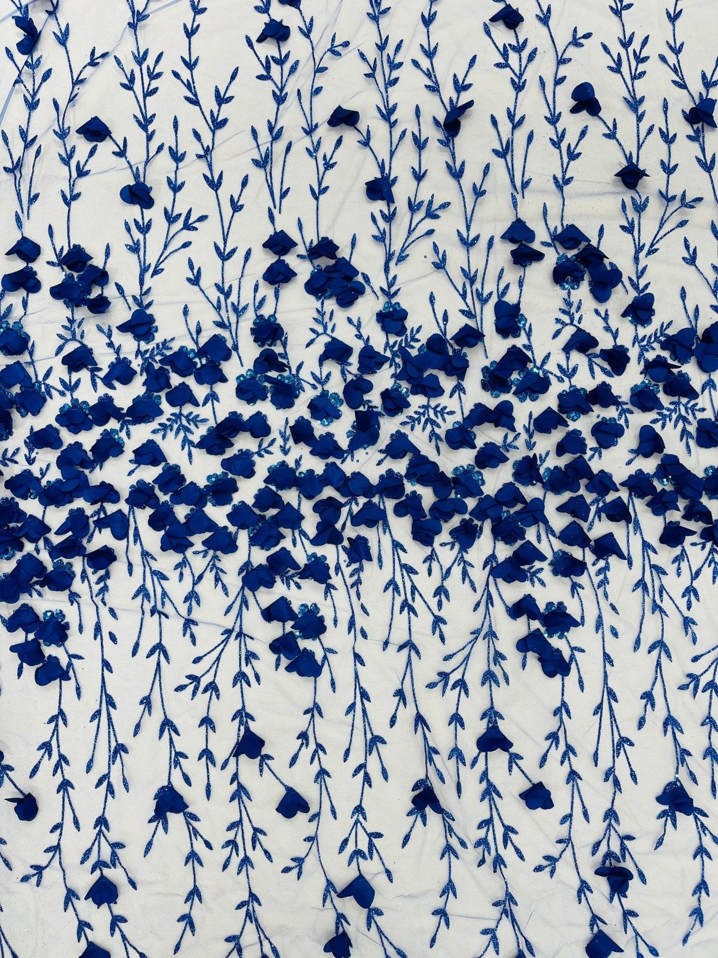 Satin 3D floral glitter Lace 54" Wide| New Creations Fabric & Foam Inc.