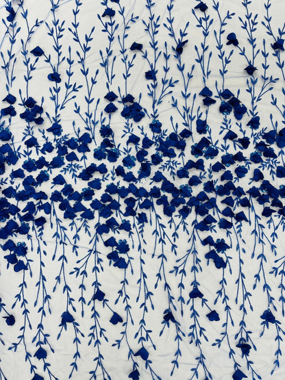 Satin 3D floral glitter Lace 54" Wide| New Creations Fabric & Foam Inc.