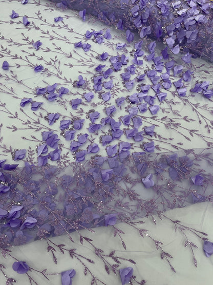 Satin 3D floral glitter Lace 54" Wide| New Creations Fabric & Foam Inc.