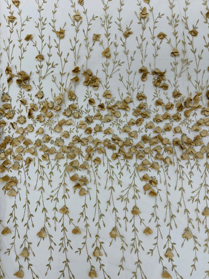 Satin 3D floral glitter Lace 54" Wide| New Creations Fabric & Foam Inc.