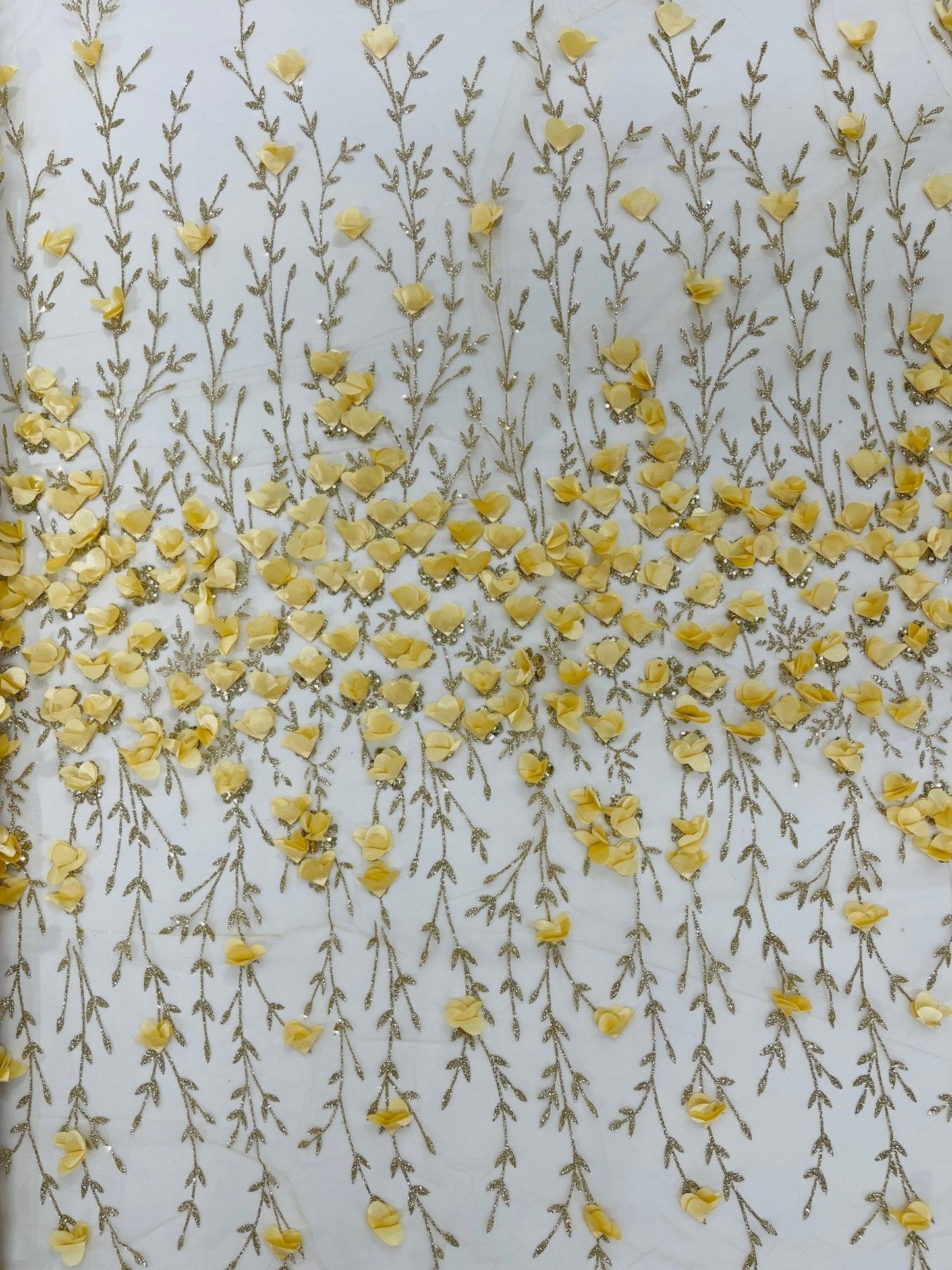 Satin 3D floral glitter Lace 54" Wide| New Creations Fabric & Foam Inc.